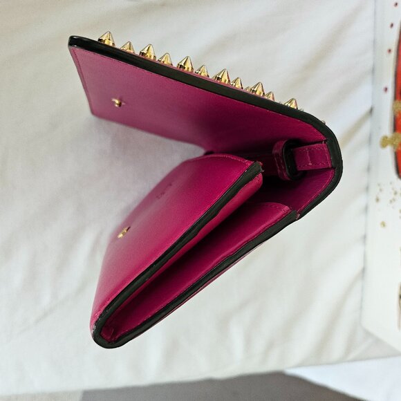 Louboutin Pink spiked leather wallet wristlet clutch - Picture 5 of 16